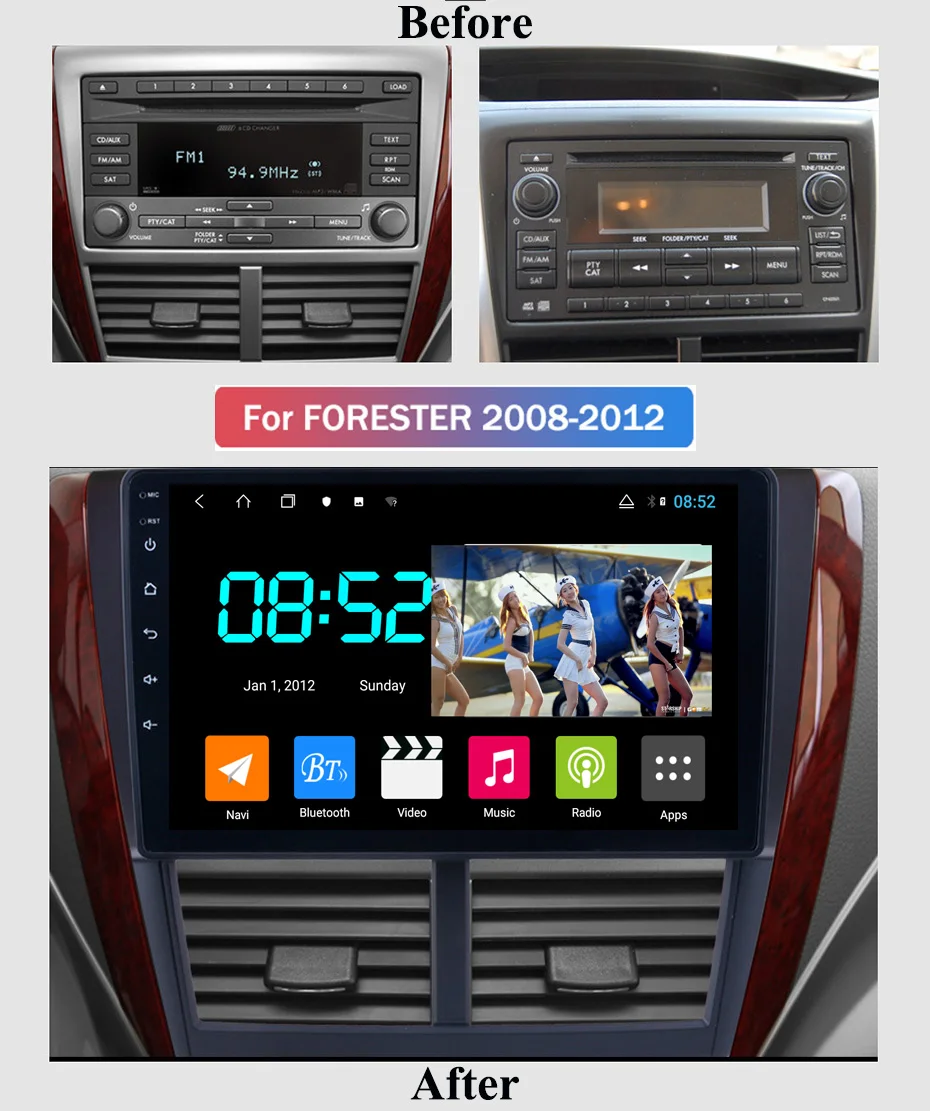 Android 8,1 автомобильный DVD 1din мультимедиа Navi система для Subaru Forester 2008-2012 Автомобильный gps навигатор стерео головное устройство BT SWC wifi