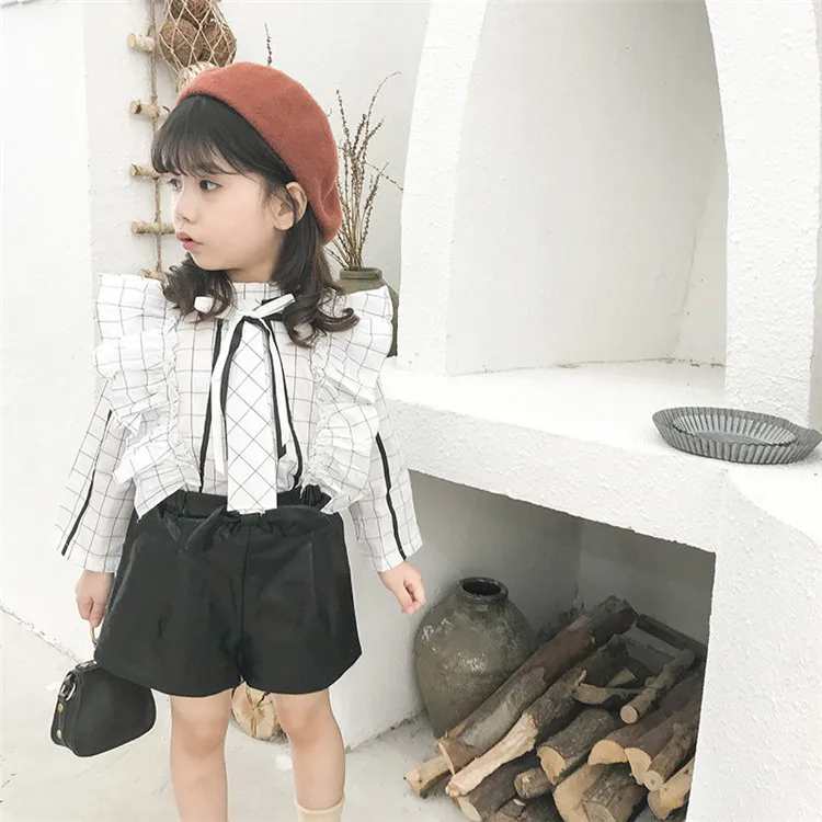Photo Shoot Spring And Autumn Korean-style New Style Children Beads Leather Shorts Bow Girls Crawler