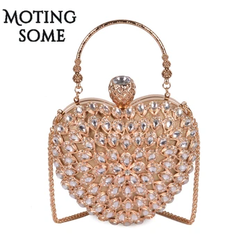 

Heart Shape Mini Bag Luxury Women Bling diamonds Evening Bags Lovely Day Clutches Girl Chains Wedding Handbags Women Party 2019