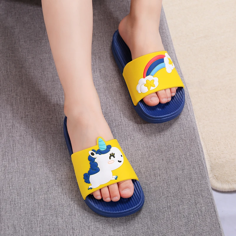 Unicorn Slippers For Boy Girl Cartoon Rainbow Shoes 2019 Summer Todder Flip Flops Baby Indoor Slippers Beach Swimming Slipper