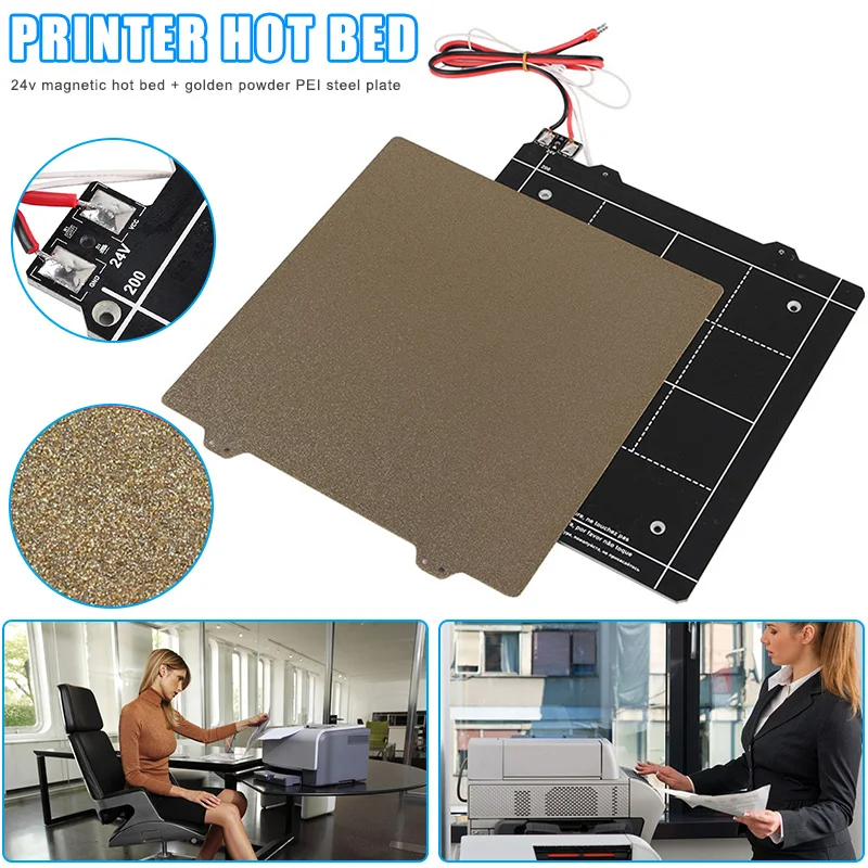 

24V Magnetic Heated Bed and Double Sided Powder Coated PEI Steel Sheet 3D Printer Part for Ender-3 @JH
