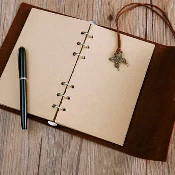 

Loose-leaf Solid Color Notebook A6 Kraft Paper Blank Inner Page Notepad Paper School Stationery Office Supplie