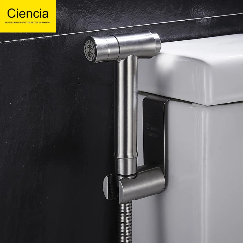 

304 Stainless Steel Supercharge Double Feature Chamber Pot Spray Gun Health Faucet Small Nozzle Chamber Pot Flusher Set Ciencia
