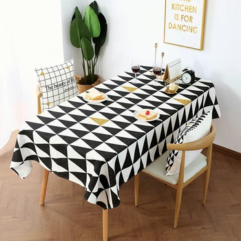

Cotton Linen Tablecloth Waterproof Coffee Table Tablecloths Round Table Cover Mat Nordic Style Home Decoration 140*200cm