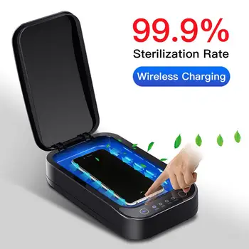 

UV Phone Sterilizer Box Mask Phones Cleaner Personal Disinfection Cabinet with Wireless charging killing 99.9% bacterial mites