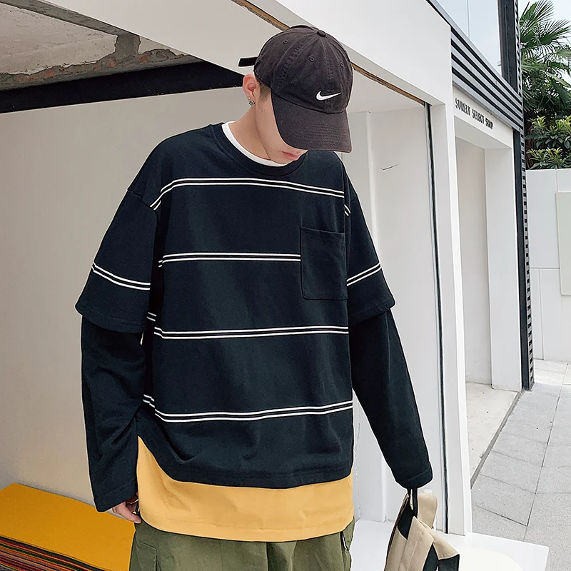 

Men's Sweatshirt 2019 Autumn and Winter New Round Neck Long Sleeve Striped Sweatshirt Youth Personality Fashion Trend Men's Wear