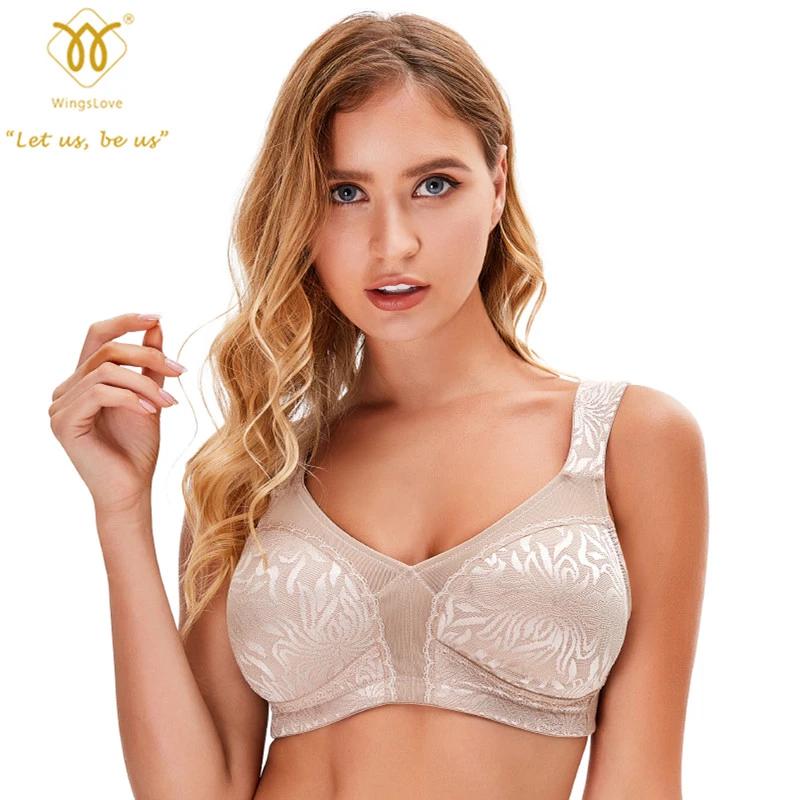 Details about   Wingslove Women's Full Coverage Non Padded Comfort Minimizer Wire-Free Bra Plus
