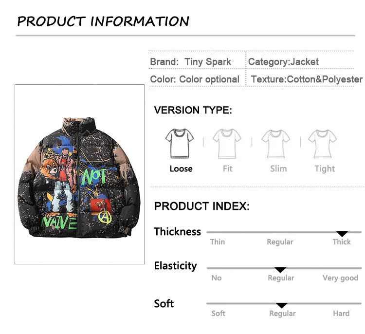 Куртка в стиле хип-хоп, парка с рисунком граффити, уличная Мужская ветровка Harajuku, зимняя стеганая куртка, пальто, винтажная верхняя одежда