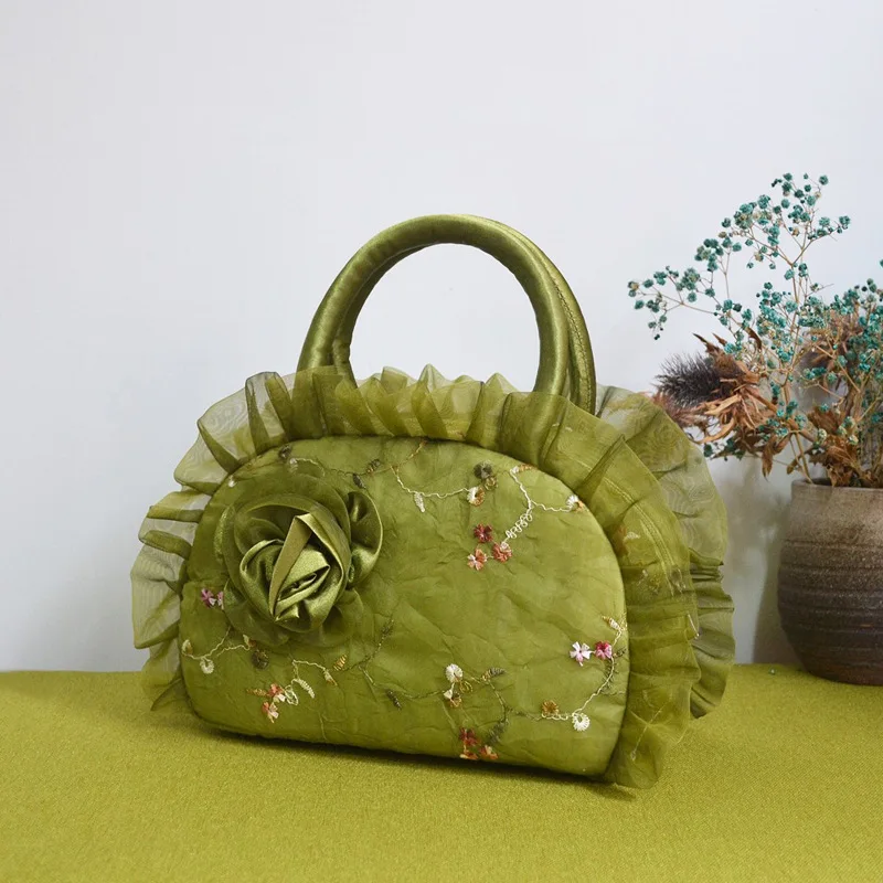 

2018 New Style Ethnic Embroidery Bag Embroidery Lace Purse Elderly People Women's Hand Cloth Bag