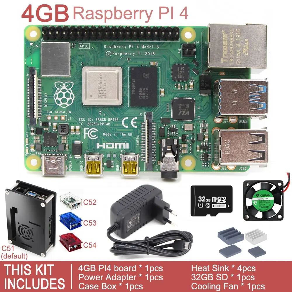 Выпуск Raspberry Pi 4 Модель B BCM2711 четырехъядерный процессор 1,5 ГГц 1 ГБ/2 ГБ/4 ГБ SDRAM комплект макетной платы