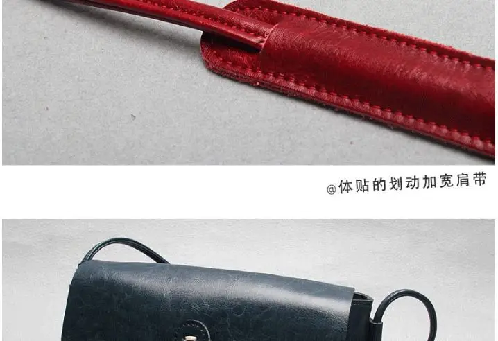 New Korean Version of Oil Wax Cowhide Small Square Bag Retro Leather Simple Women's Single Shoulder Bag