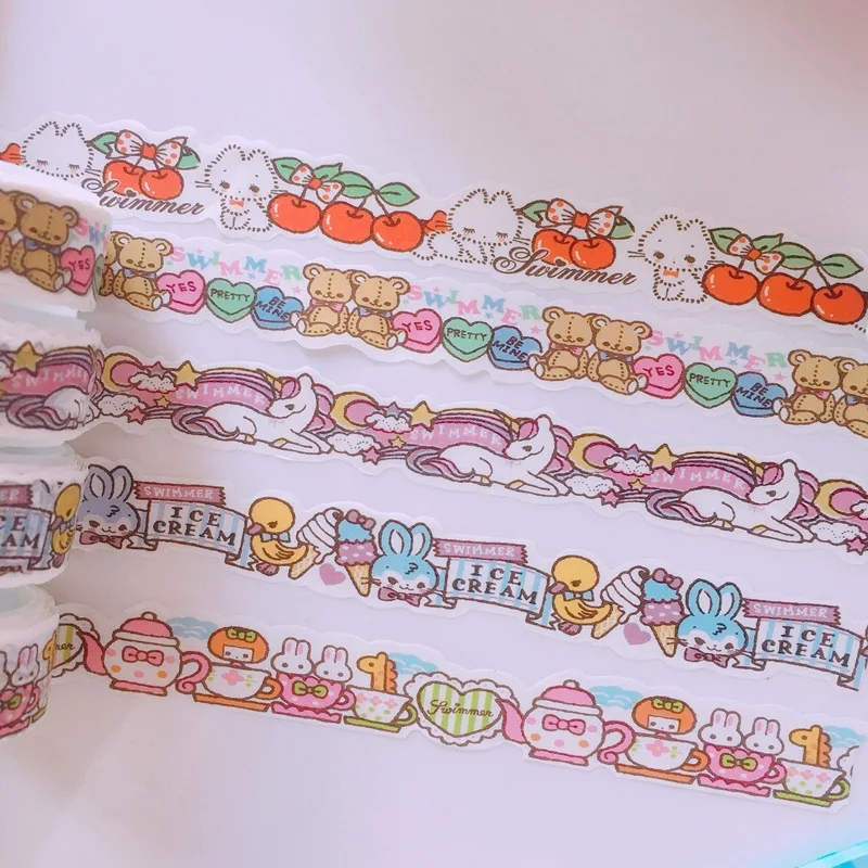 

Cute Cat Decorative Adhesive Tape Kawaii Girl Heart Rabbit Masking Washi Tape Diary DIY Scrapbooking Sticker School Stationery