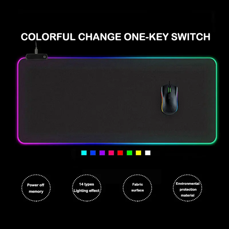 Светодиодный светильник игровой Мышь Pad RGB большой чехол для клавиатуры на