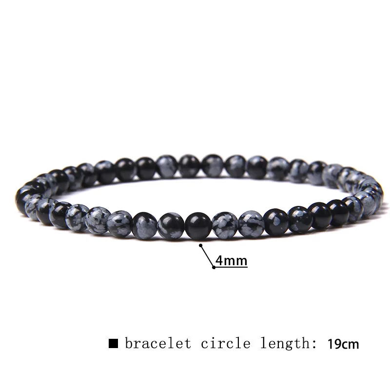 Black Beaded Bracelet 4mm Mini Lava Malachite Onyx Natural Stone Bracelets For Women Men Cool Goth Wristband Fashion Jewelry