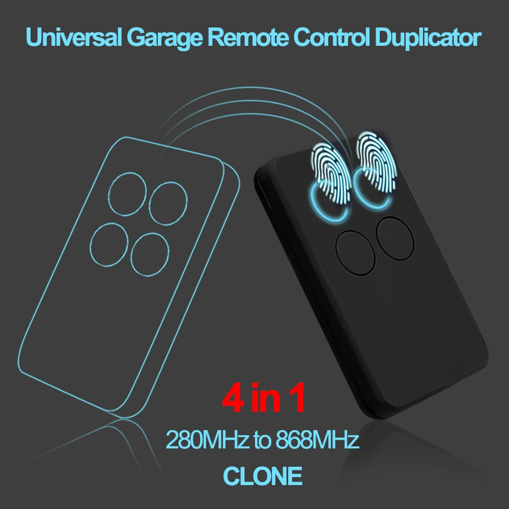 

Garage Door Remote Control Clone Multi Frequency 300 310 315 330 390 433 433.42 434.42 868 868.3 868.35 MHz Rolling Code