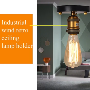 

E27 Ceiling Light Living Room Decoration Home Copper Head Retro Semi-Flush Mount Hallway Loft Industrial Hotel Durable Bedroom