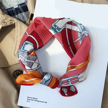 

100% Silk Luxury Women Scarf 2020 Spring Square Neckerchief Office Lady Scarves 53*53cm Shawls For Elegant Female Scarfs