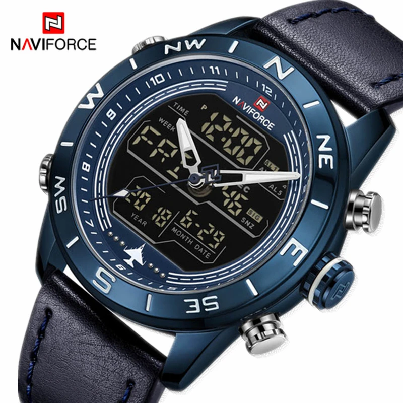 NAVIFORCE Роскошные Брендовые мужские часы Модные Спортивные кварцевые аналоговые
