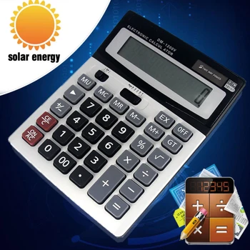 

12 Digit Large Display Desk Calculator Solar Battery Power Office Or School Use