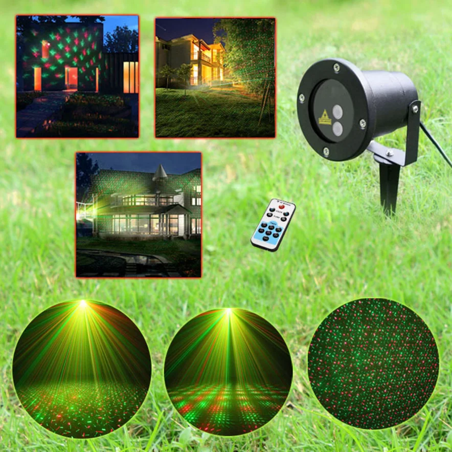 

Waterproof Outdoor Garden Projector R&G Stars Laser Xmas Light w/ Remote u