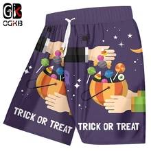 OGKB Для мужчин креативный одежда для пребывания на открытом воздухе 3D печатных Забавный трюк или лечения конфеты Хэллоуин большой Размеры человек Пляжные шорты