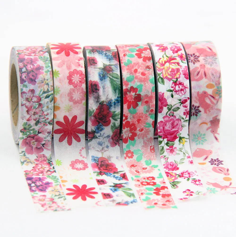 

1X DIY Japanese Paper Natural Flower Washi Tape Paper Masking Tapes Adhesive Tapes Stickers Decorative Stationery Tape 1.5cm*10m