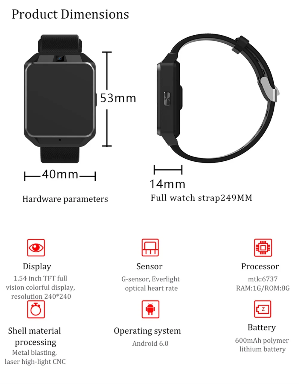 Умные часы H5 4G Мужские часы-телефон с gps wifi 1G/Ram 8G/Rom Смарт-часы телефон Android 6,0 Hart Rate Smartwatch наушники камера