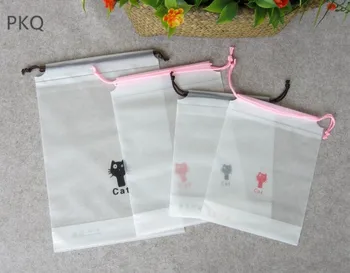 

20pcs High Quality Clear Frosted Pouch Waterproof Shoes Cloth Underwear Storage Bag Travel Drawstring Bag Plastic Packaging Bags