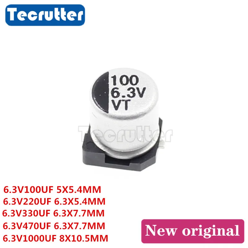 10 шт. SMD электролитные конденсаторы 6 3 V 100 мкФ 5X5 4 мм 220 3X5 330 3X7 7 470 1000 8X10 5 мм|Запасные