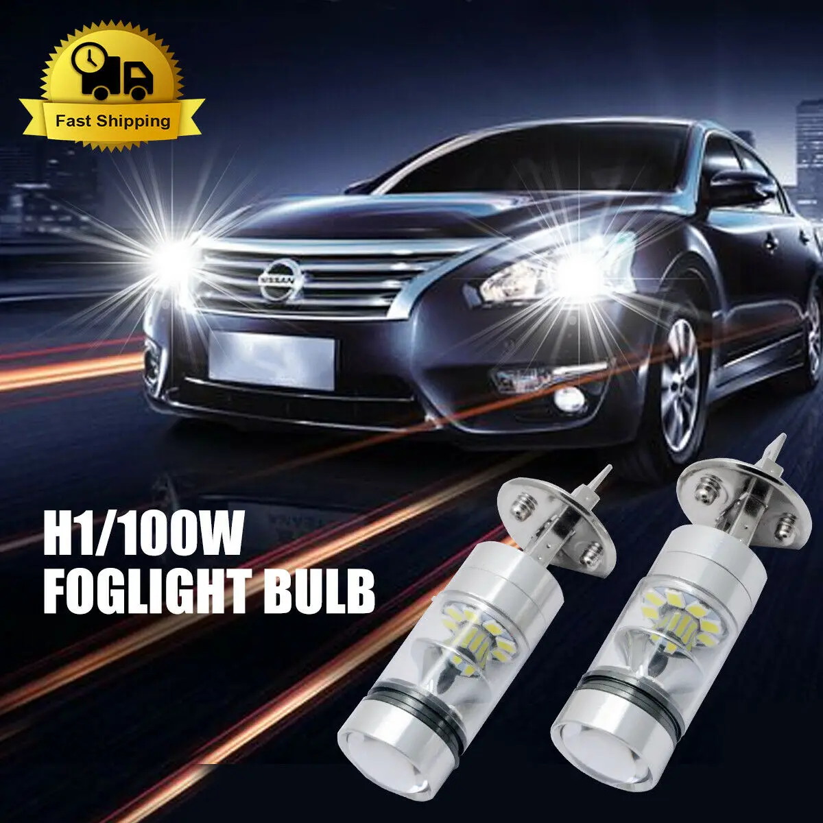 

2x H1 100W Car LED Headlight Bulbs Fog Lights Super Bright White Light Universal LED Light Bar LED Turn Signal Lights For Auto