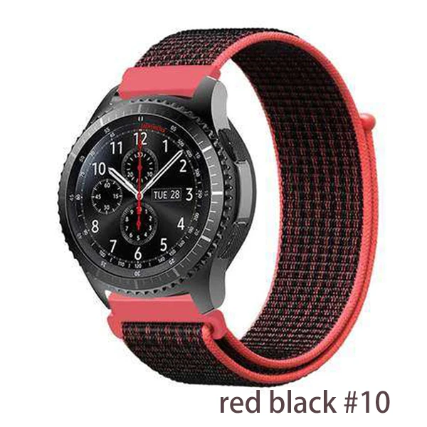 red black 10 Gear S3 для samsung galaxy watch 46 мм 42 мм gear sport S2 нейлон xiaomi amazfit bip 47 мм huawei watch gt ремешок 20 22 мм ремешок для часов - Цвет ремешка: red black 10