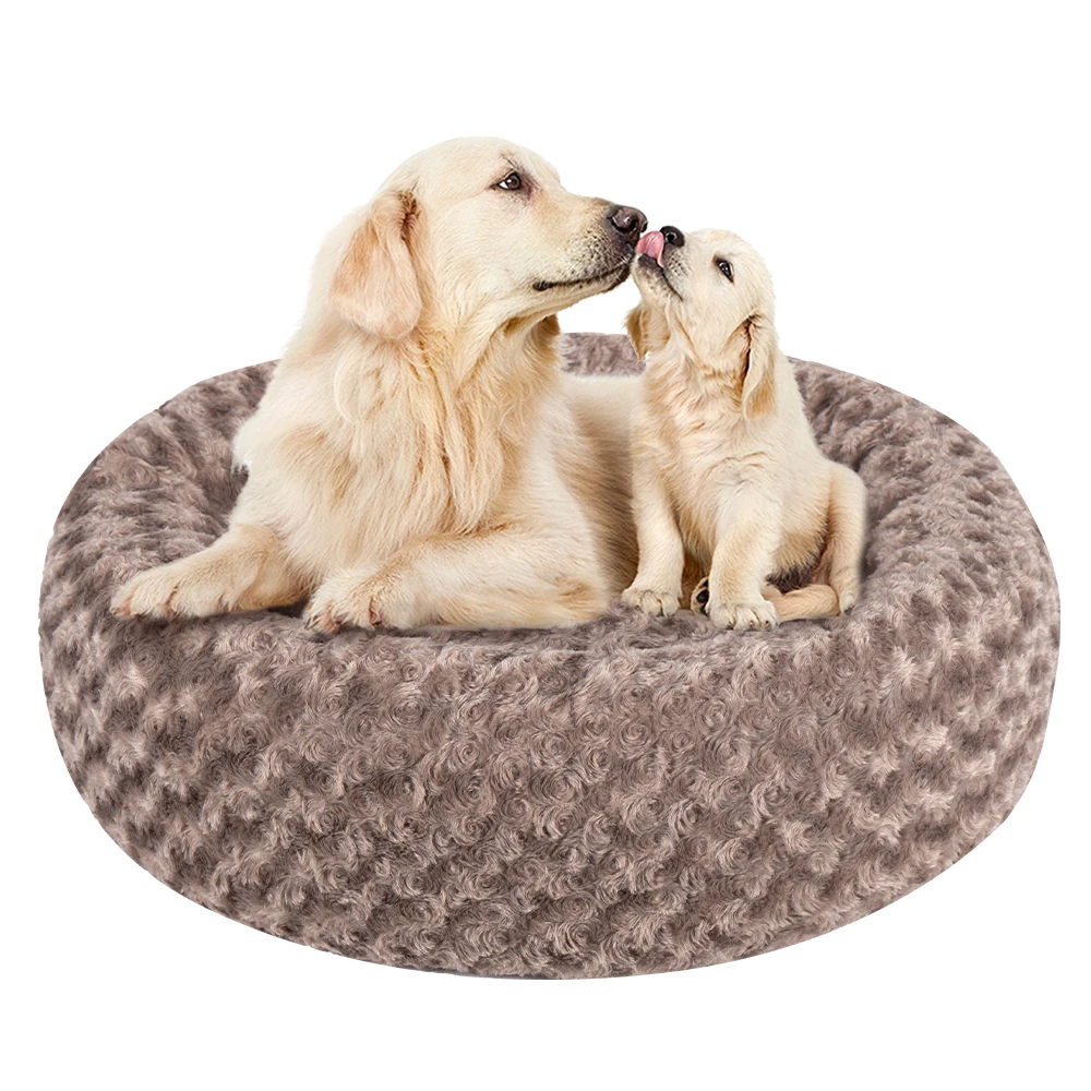 

Soft Velvet Pet House Round Washable Long Plush Dog Kennel Cat House Mats Sofa For Dog Basket Pet Bed Super Soft Dog Bed