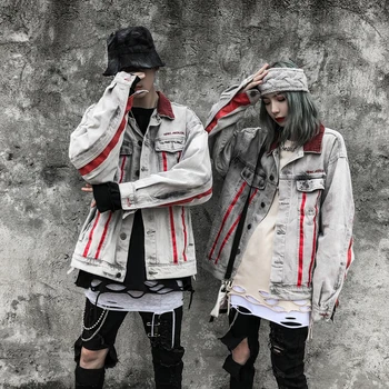 

Color Block Embroidery Men Women Jean jacket Streetwear Hip Hop INS Jacket Denim Jacket Outwear Denim Jacket Casual Fashion Coat