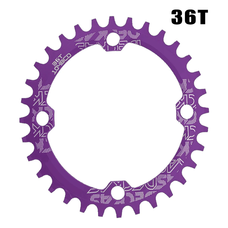 oval 36T purple 104BCD овальная цепь колеса узкая широкая цепь MTB болты горный велосипед 32T 34T 36T 38T шатуны один зуб пластина часть - Цвет: oval 36T purple