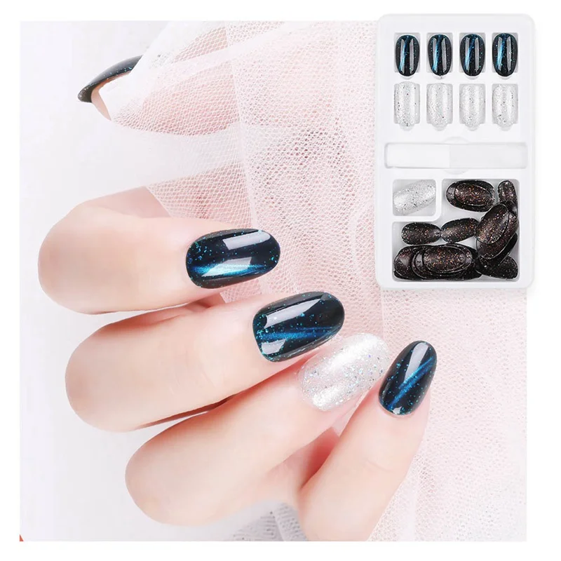 30pcs New Fake Nails Finished Nail Art Stickers Wearable Nails Stickers Wear-resistant Waterproof 30 Boxed