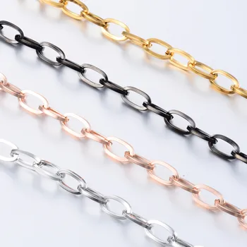Stainless Steel 5mm Width Necklace Gold Black Rose Gold Various Lengths
