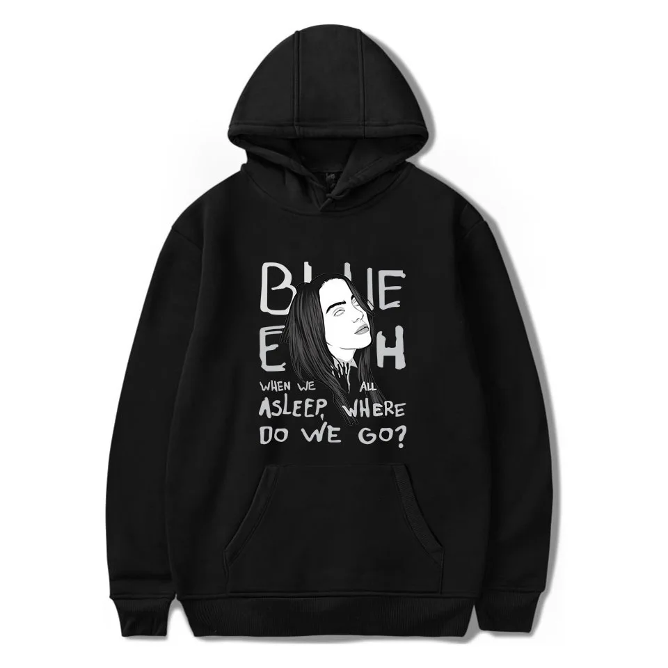 Black-A Приграничный европейский и американский стиль для Billie Eilish принт тренд для мужчин и женщин с Повседневная Толстовка с капюшоном - Цвет: Black-A