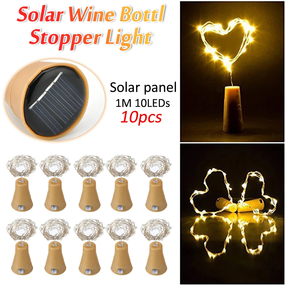 

10PCS Solar Wine Bottle Lights Bottle Stopper LED Fairy Light Garland Solar String Light Home Decor For Christmas Wedding Party