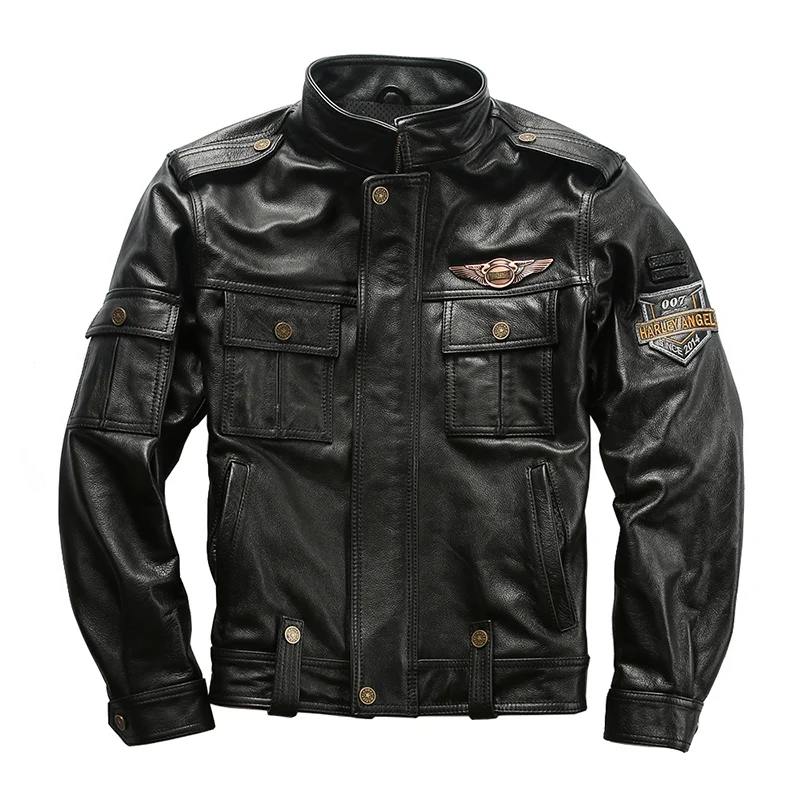 Blog 98110 men's high quality cow leather outwear mens cowhide genuine leather vintage rider jacket