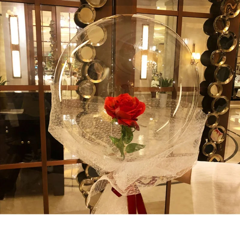 Букет роз прозрачный БОБО шар подарок на день Святого Валентина день рождения Свадебный декор светодиодный светящийся воздушный шар - Цвет: O