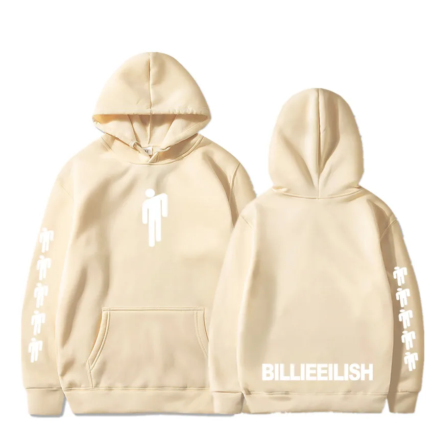 khak15 Новая горячая Billie Eilish Толстовка Мужская Черная хлопковая толстовка пара Billie Eilish Толстовка простая сохраняющая тепло Женская/Мужская толстовка одежда - Цвет: khak15