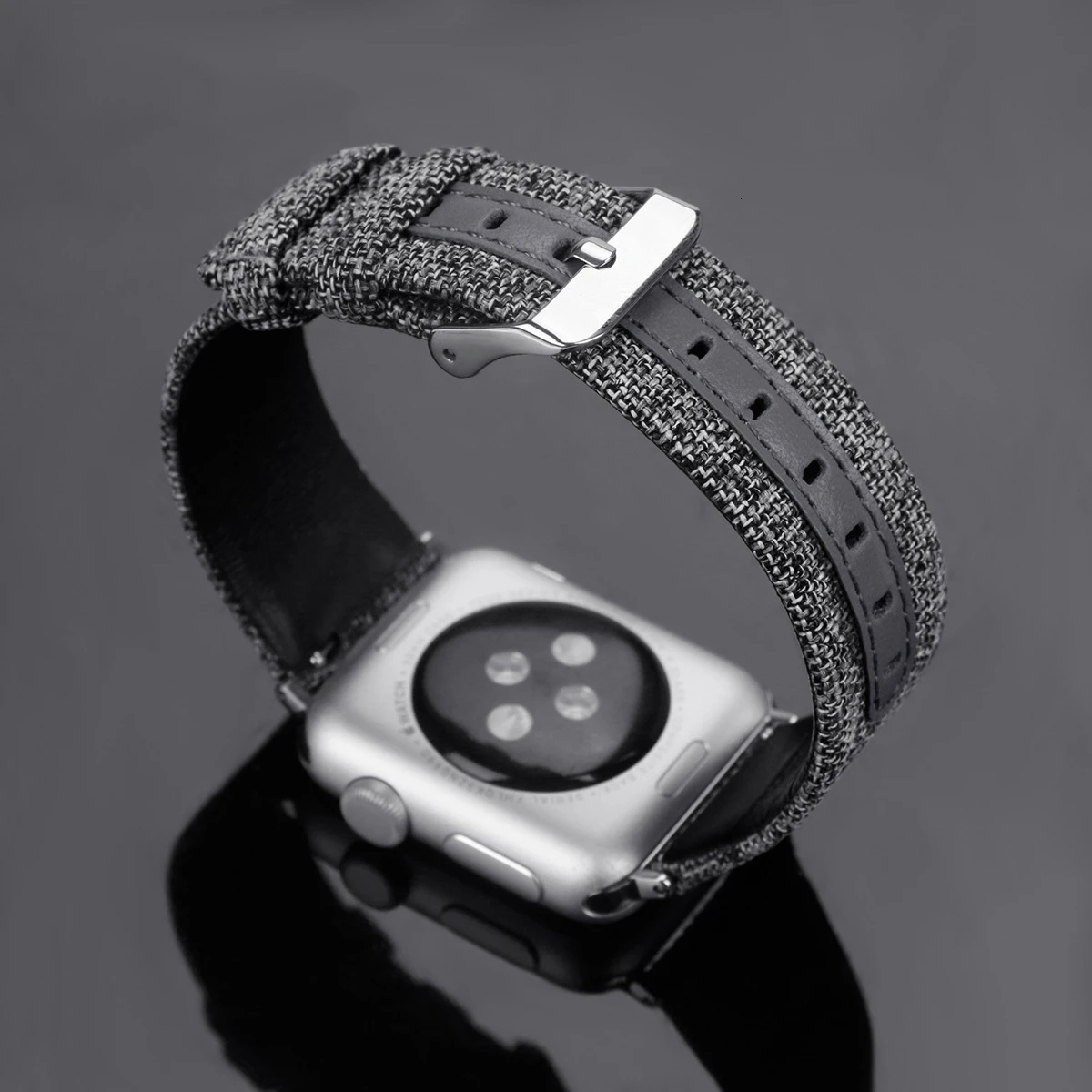 Нейлоновый ремешок для Iwatch, ремешок для Apple Watch, Спортивная замена, 5, 4, 3, 2, 38 мм, 42 мм, 40 мм, 44 мм, светильник, дышащая холщовая петля - Цвет ремешка: Серый