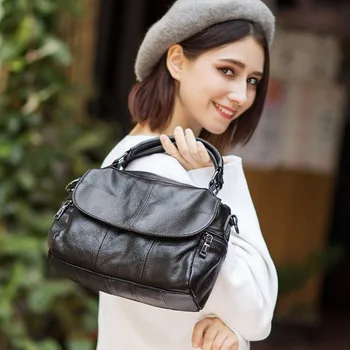 

New elegant female bag shoulder bag cowhide female bag simple fashion leather ladies bag handbag messenger bag ladies handbag