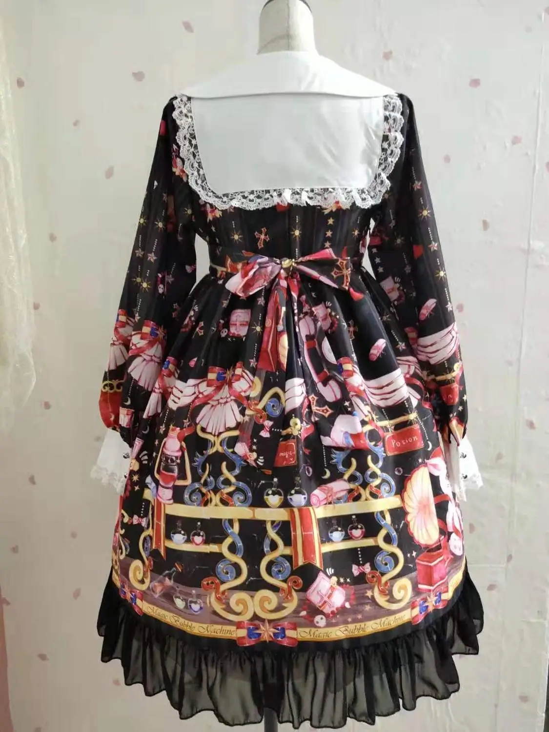 Kawaii Лолита платье мягкие японские игрушки Лолита волшебный кот милое платье с длинными рукавами