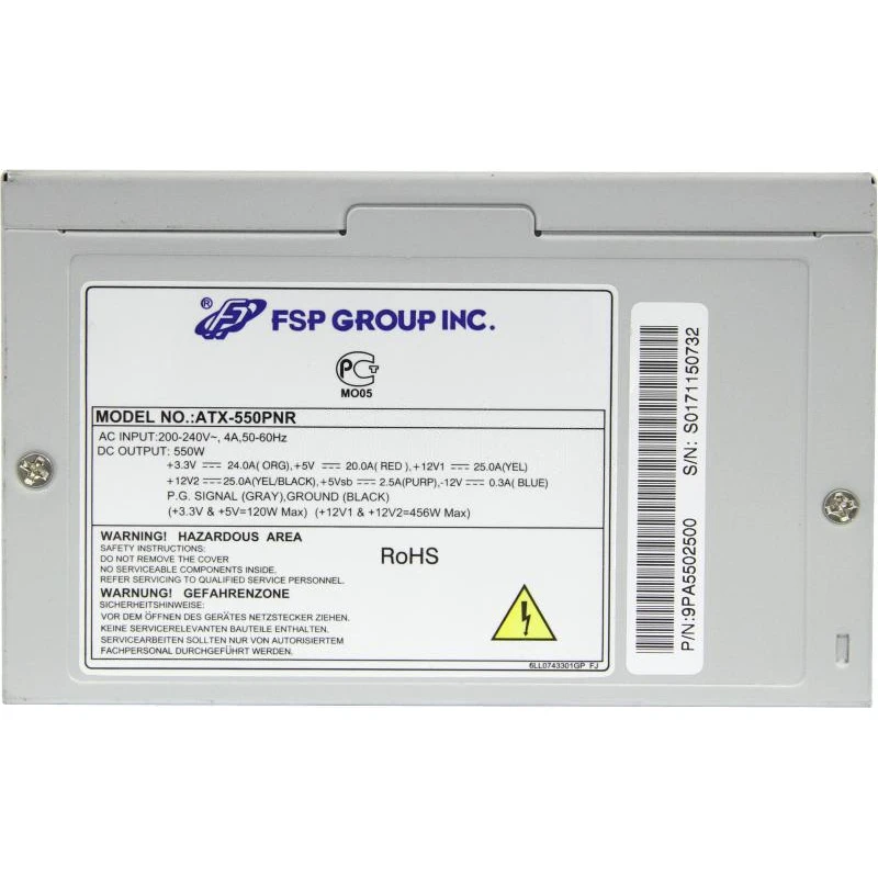 Блок питания FSP ATX 550W 550PNR(24+4pin) APFC 120mm fan 4xSATA