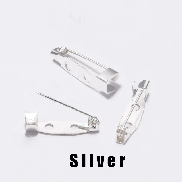 Silver 50 шт., 15/20/25/30/35 мм Брошь с зажимом шпильки безопасные булавки броши параметры заготовки база для DIY расходных материалов для изготовления ювелирных изделий - Цвет: Silver