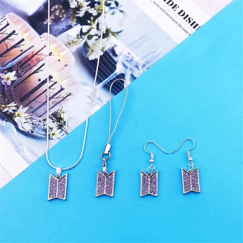 KPOP Bangtan Boys 2020 new Necklace mobile phone chain pendant earrings stud The same paragraph around the concert | Украшения и