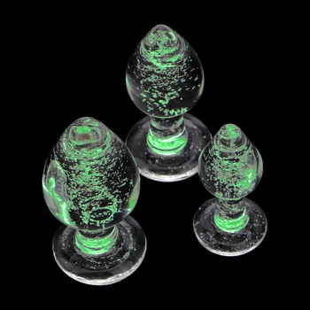 IKOKY Luminous Glass Butt Plug Anal Plug Toys for Adults Erotic Toys Crystal Jewelry Anal Beads Sex Shop No Vibration 3