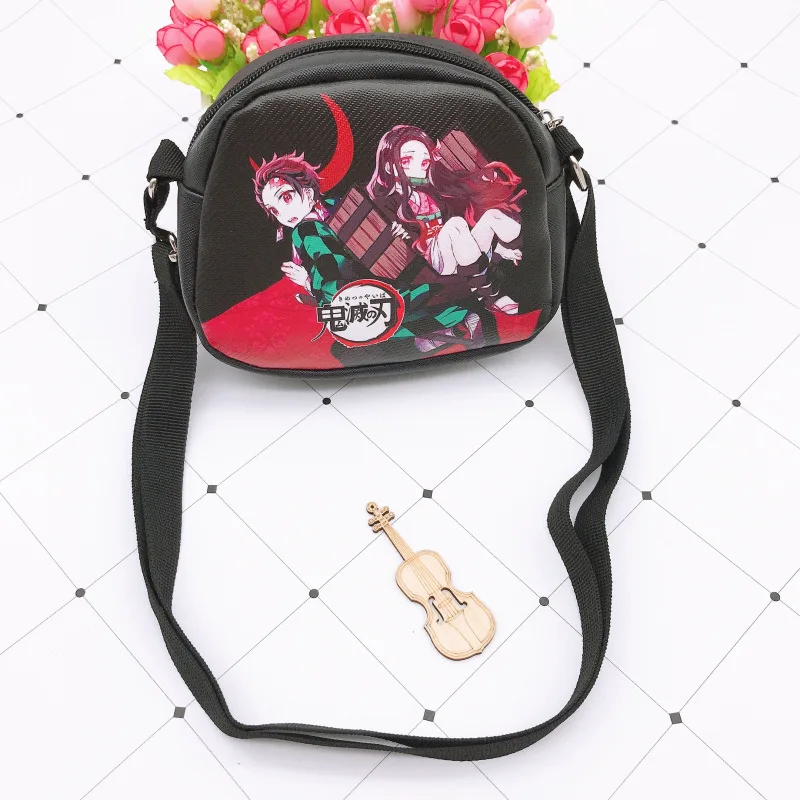 Anime Demon Slayer Kimetsu No Yaiba Wallet Messenger Bag Storage Pouch Coin Purse Card Keys Makeup Storage Bags Shoulder Bag