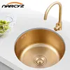 Sink Nikcel Gold Stainless Steel kitchen Sink bar counter mini small Round sink 304 embedded single tank under counter STG304 1